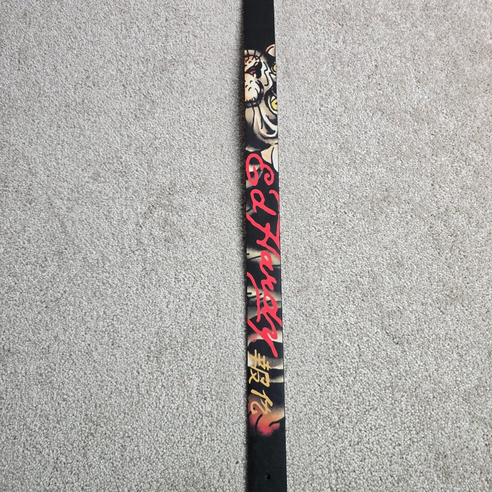 Ed Hardy Men Reversible Belt Black Grey Tiger Skull Tattoo Print 42 EH-BE16036AQ